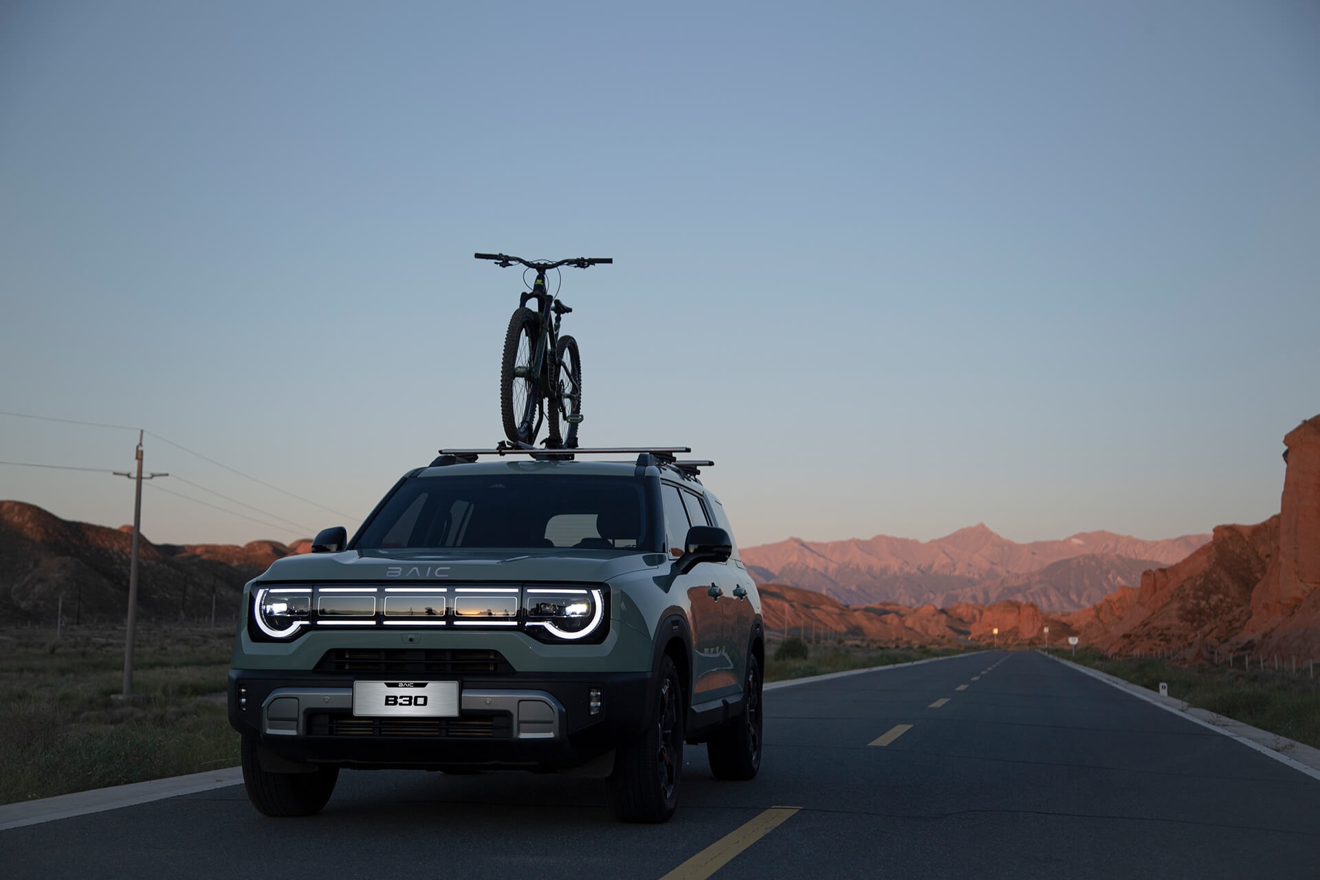BAIC vehicle photographed against an open Mauritian road