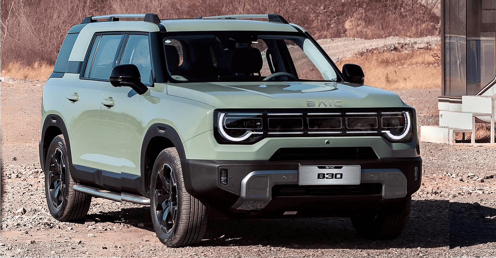 BAIC BJ30e parked on a coastal road